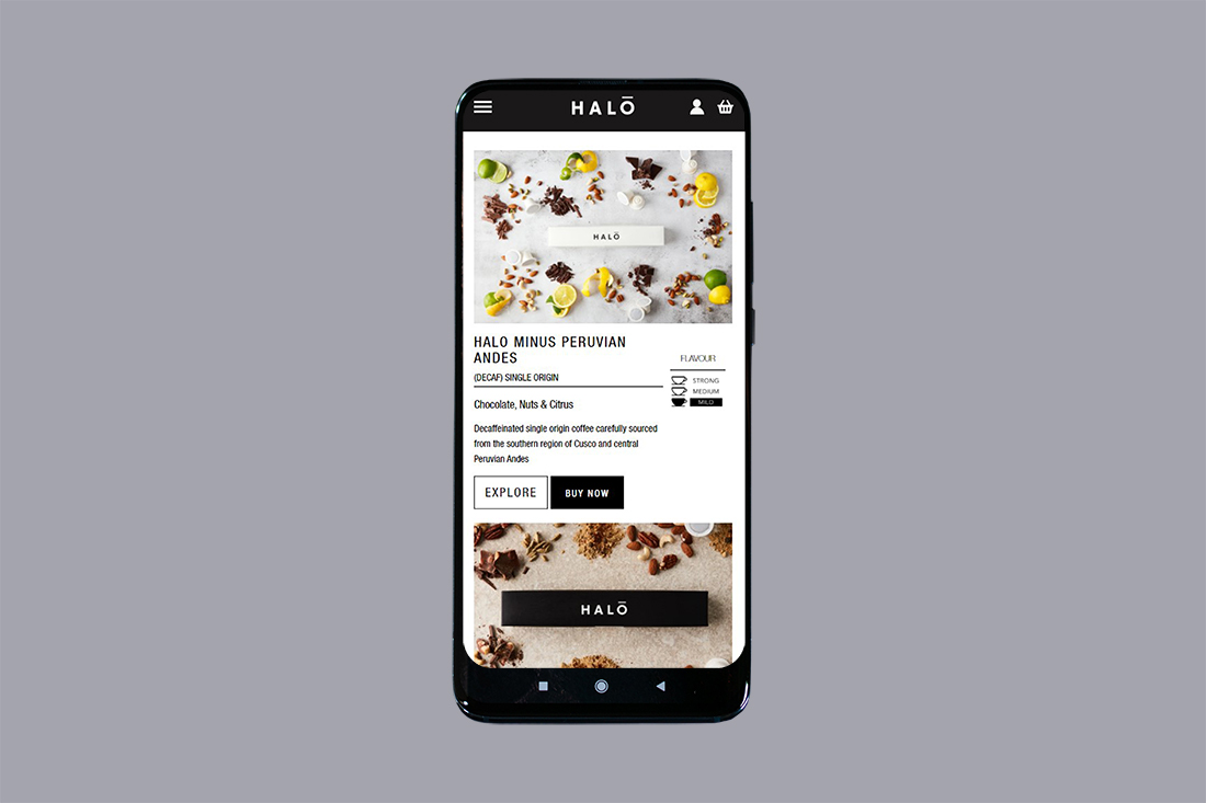 Halo Coffee Custom Theme Design by Yellow Pixel on Mobile View