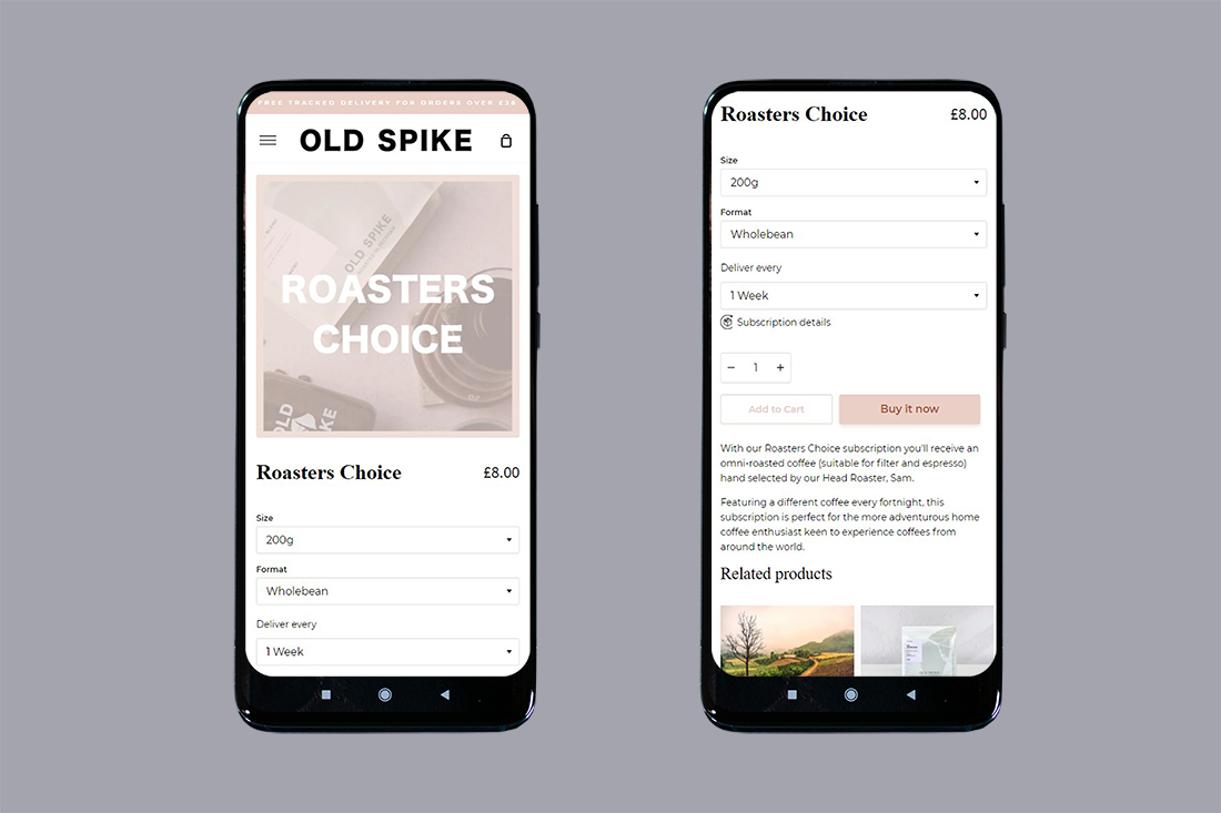 Coffee Subscription for Old Spike Roastery on Shopify by Yellow Pixel mobile view