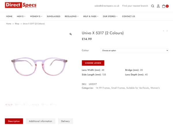 direct specs woocommerce website product page snapshot