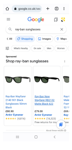 google shopping results for ardor eyewear
